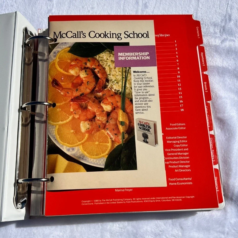 McCall's‎ Cooking School Cookbook Binder Step-by-Step Recipes Vintage